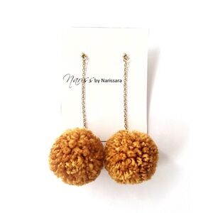 Yellow Mustard Pom Pom Earrings